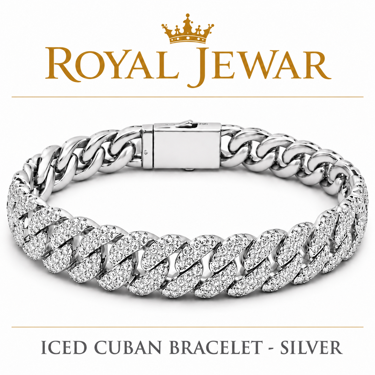 PREMIUM ICED CUBAN BRACELET-SILVER