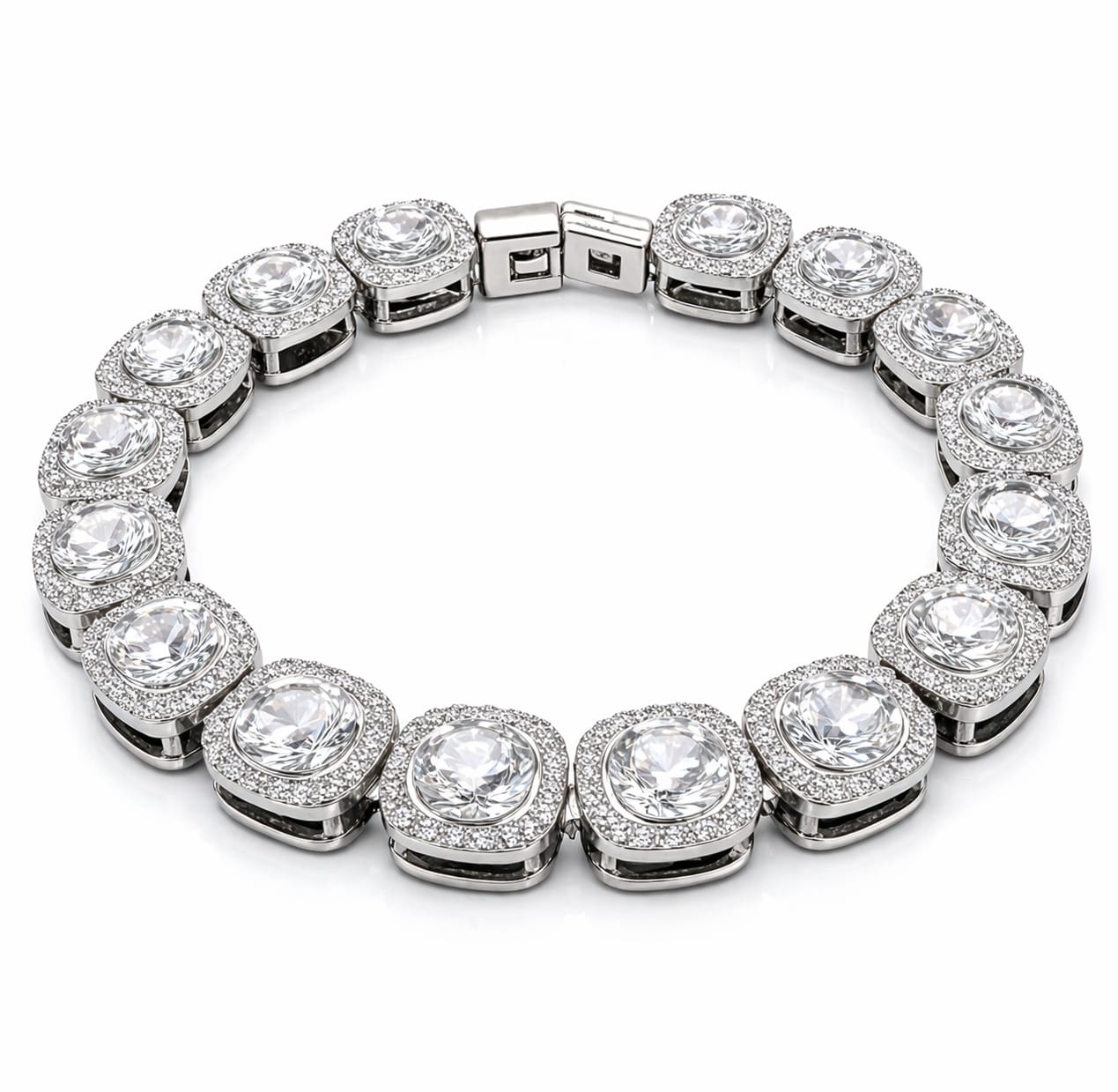 PREMIUM CLUSTERED TENNIS BRACELET -SILVER