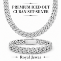 PREMIUM ICED CUBAN CHAIN SET-SILVER