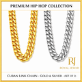 PREMIUM CUBAN LINK  CHAIN SILVER AND GOLD SET