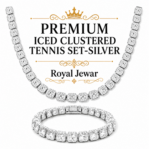 PREMIUM ICED CLUSTERED TENNIS SET-SILVER