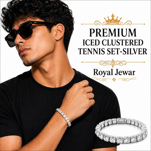 PREMIUM CLUSTERED TENNIS BRACELET -SILVER