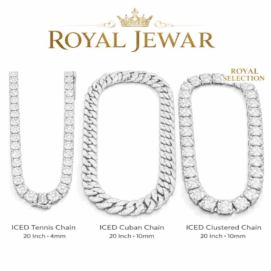 PREMIUM STREET STYLE ICED CHAIN SILVER(SET OF-3)