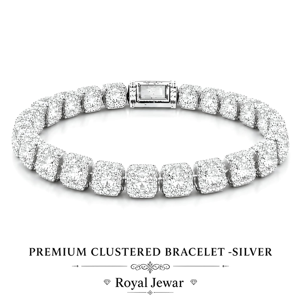 PREMIUM CLUSTERED TENNIS BRACELET -SILVER