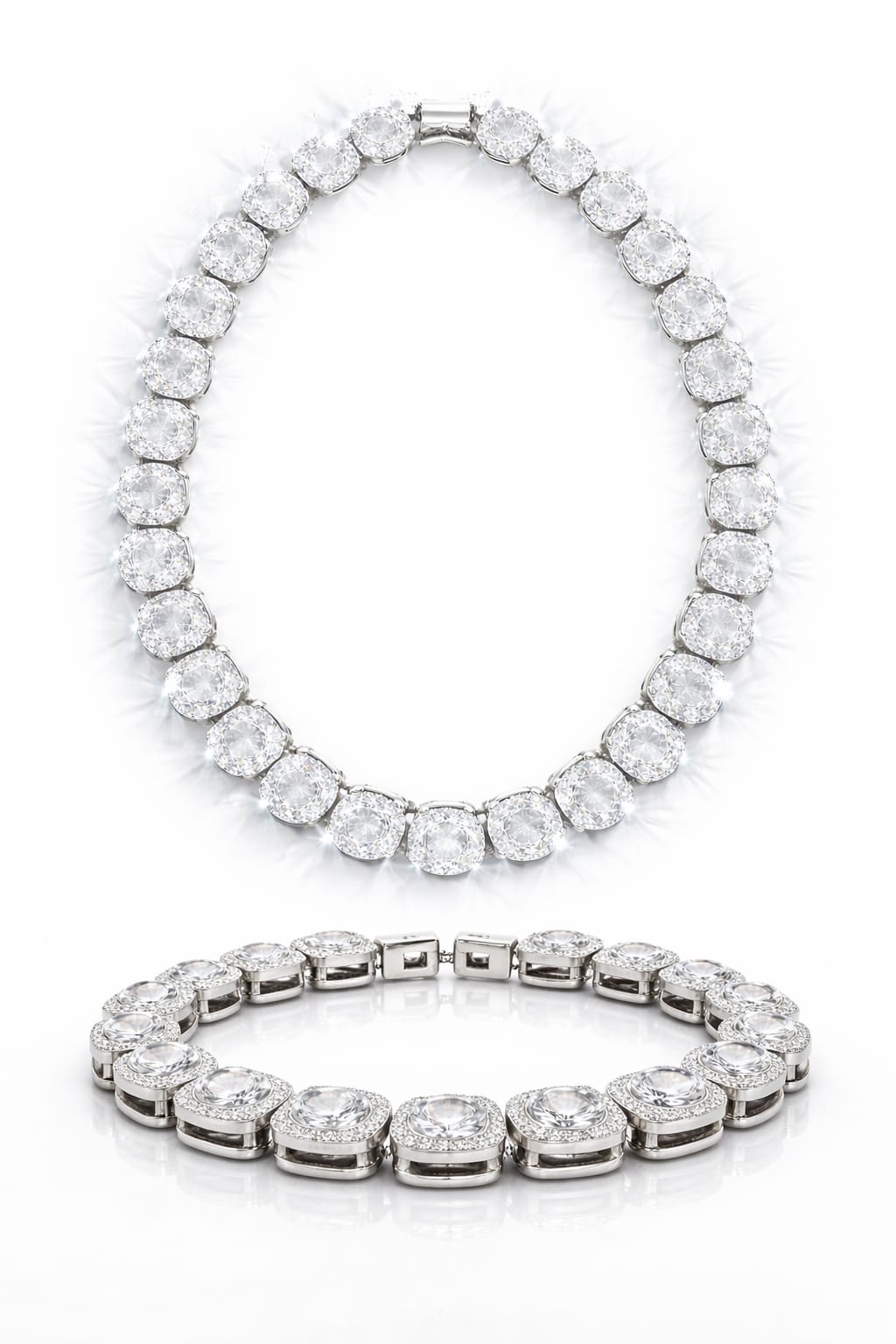 PREMIUM ICED CLUSTERED TENNIS SET-SILVER