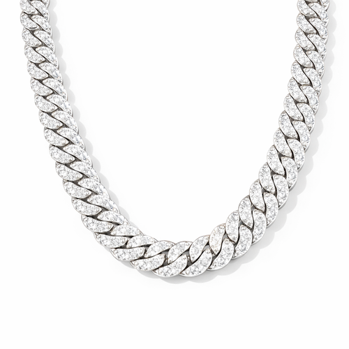 PREMIUM ICED CUBAN CHAIN SILVER 1 x Free Gift x1