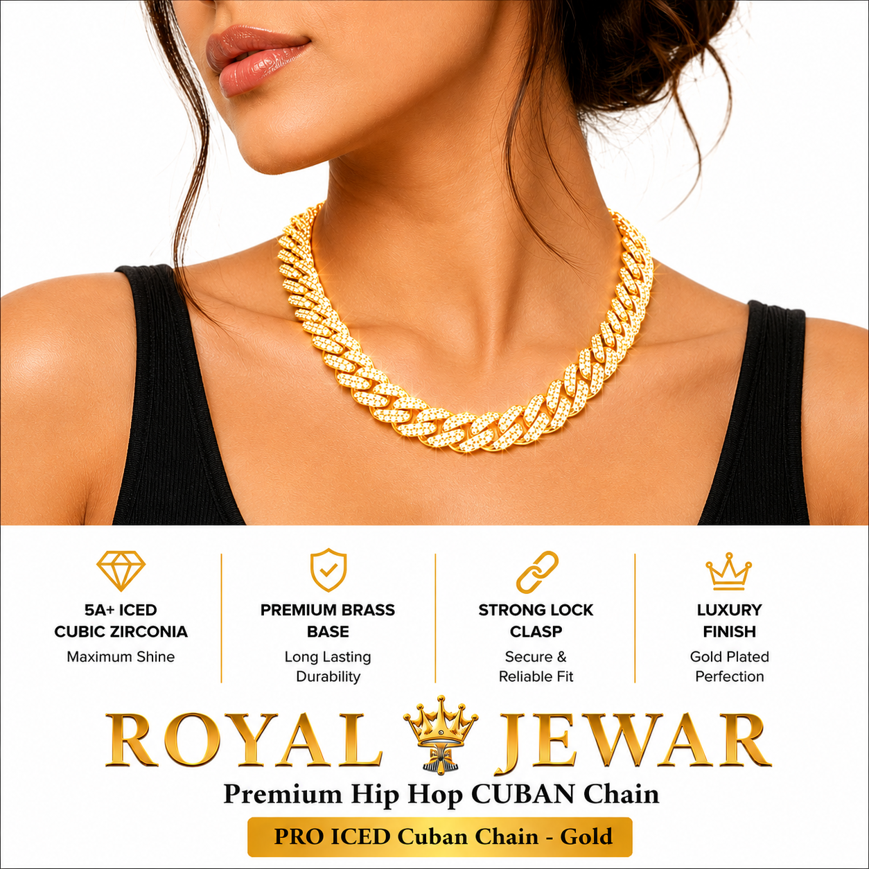 PREMIUM ICED CUBAN CHAIN -GOLD
