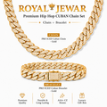 PREMIUM ICED CUBAN CHAIN SET-GOLD