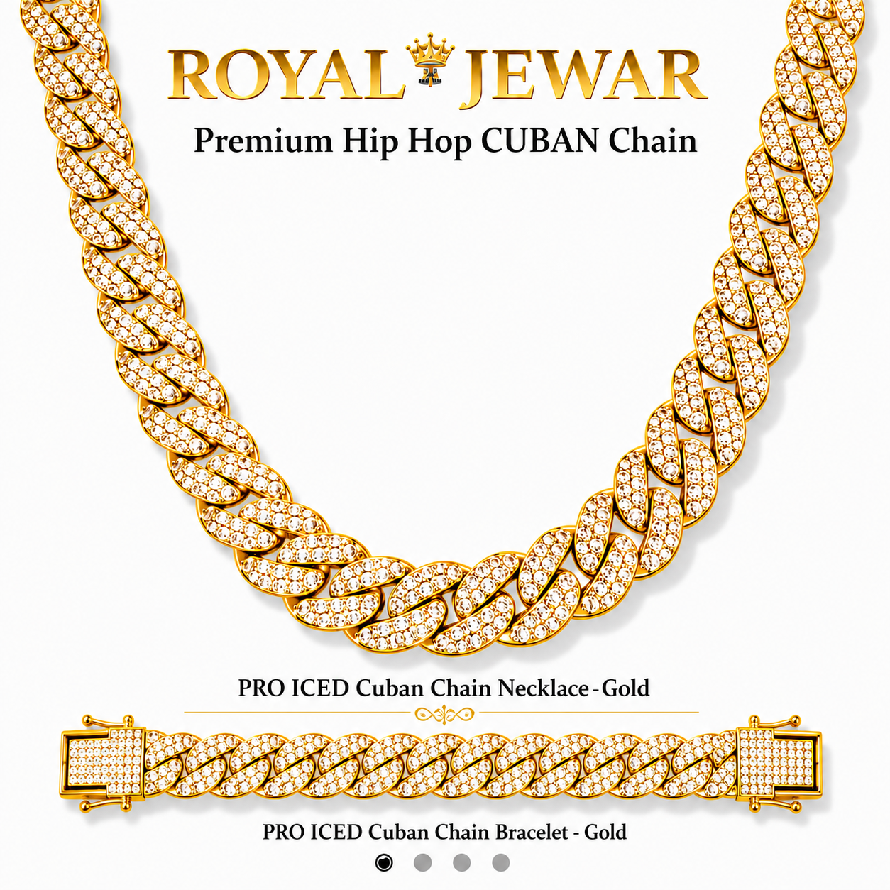 PREMIUM ICED CUBAN CHAIN SET-GOLD