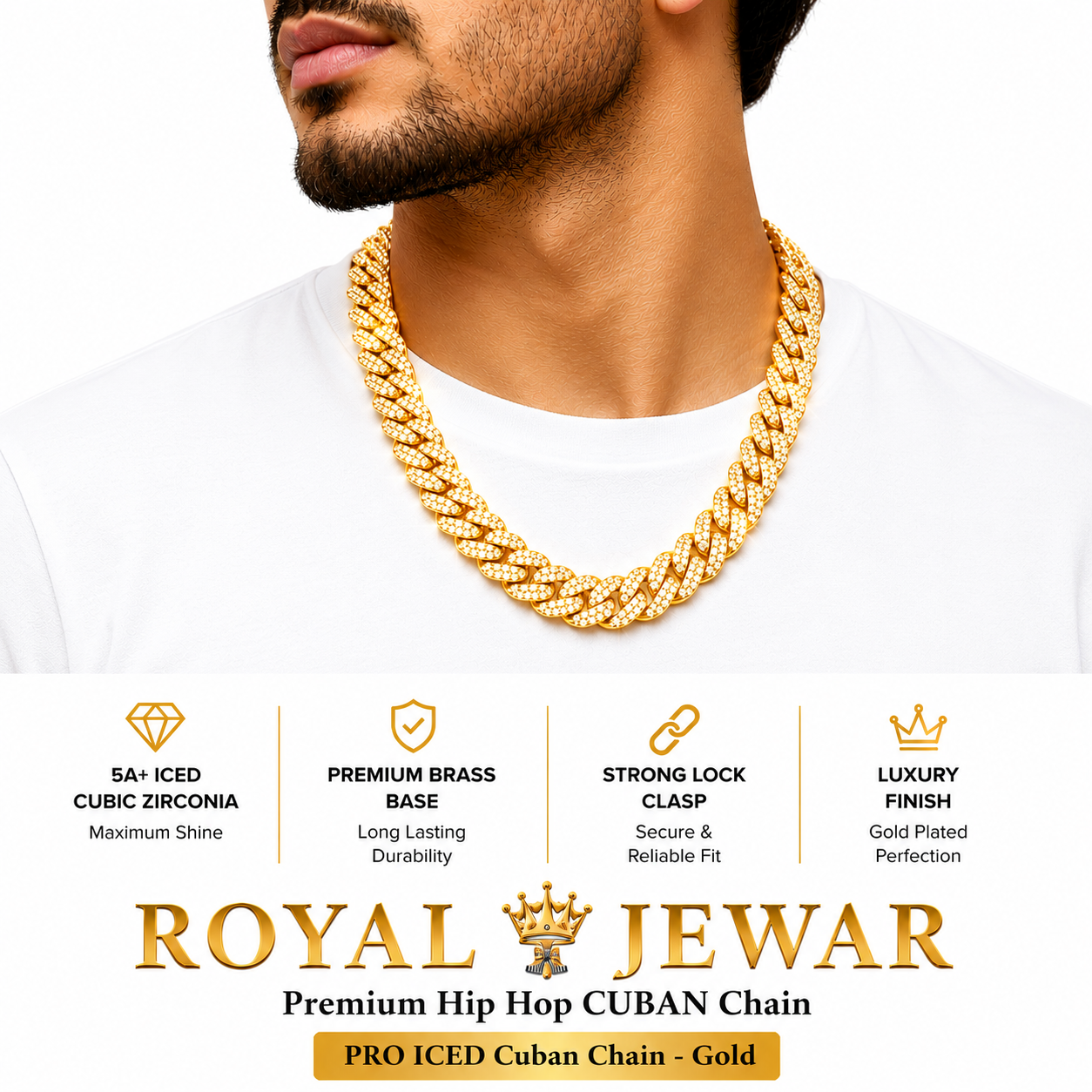 PREMIUM ICED CUBAN CHAIN -GOLD
