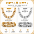 PREMIUM ICED CUBAN SET-SILVER $ GOLD