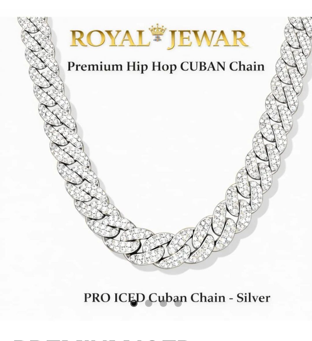 PREMIUM ICED CUBAN CHAIN SILVER 1 x Free Gift x1