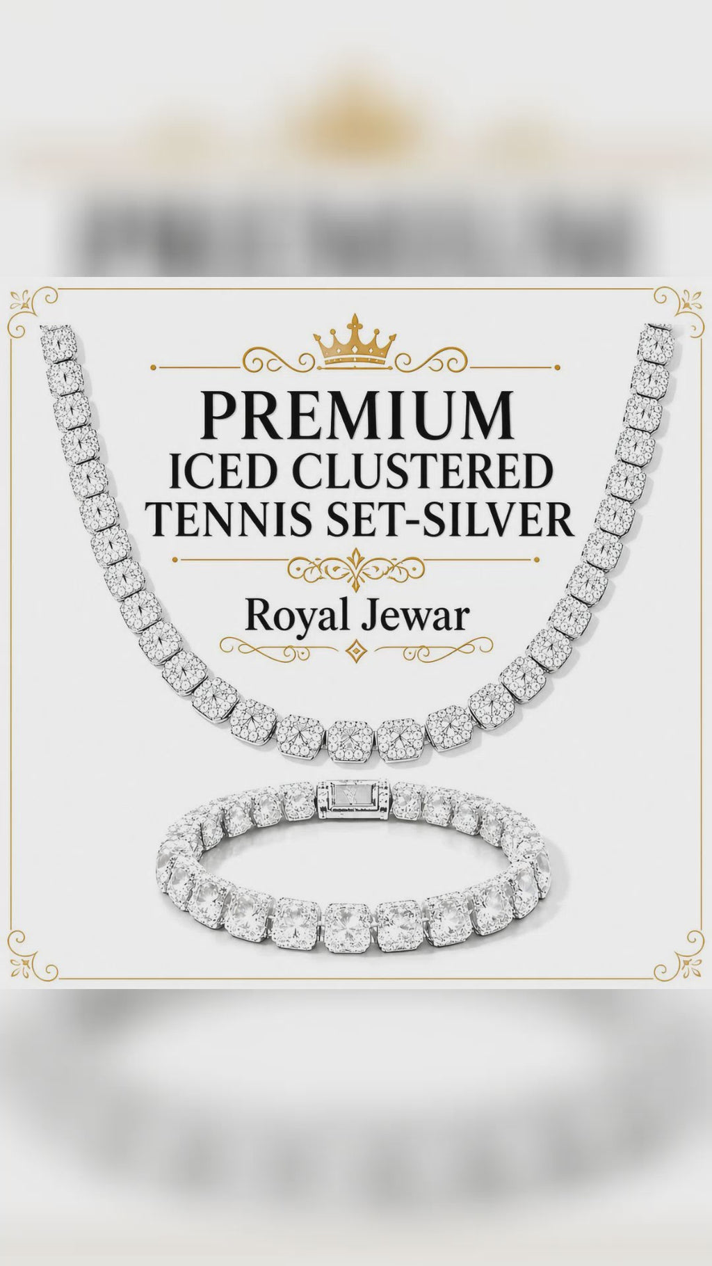 PREMIUM ICED CLUSTERED TENNIS SET-SILVER