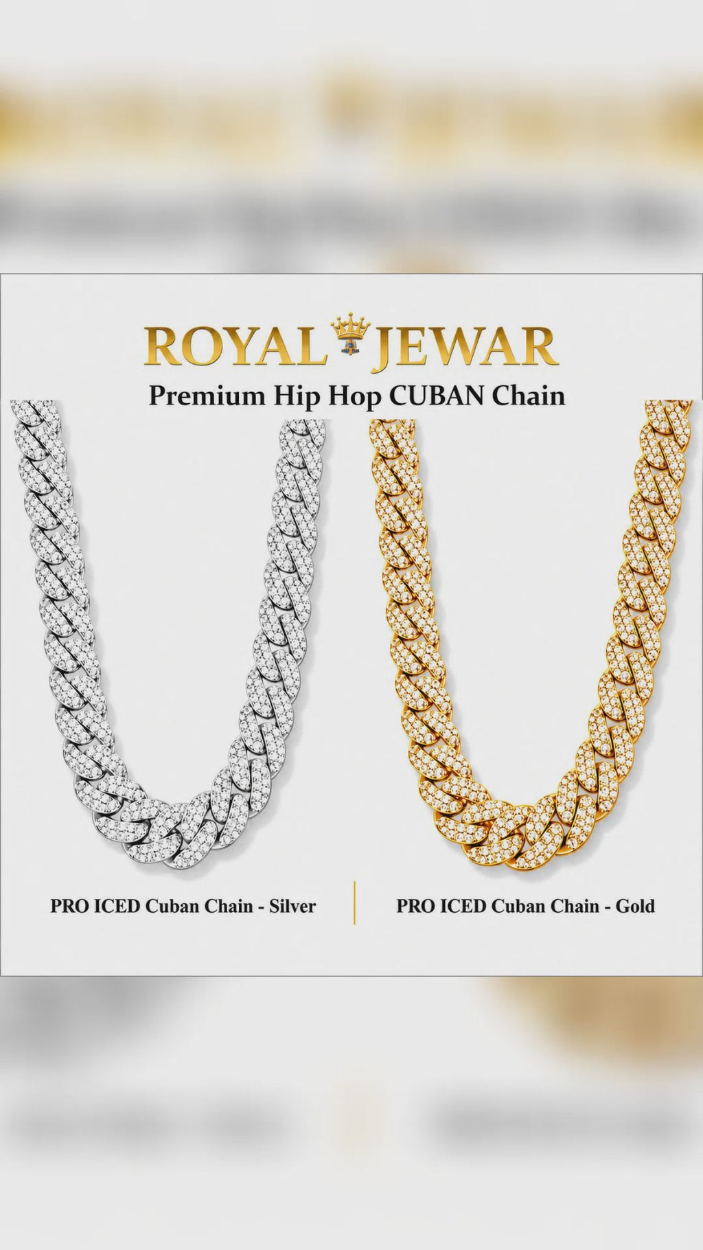 PREMIUM ICED CUBAN CHAIN SET-GOLD & SILVER