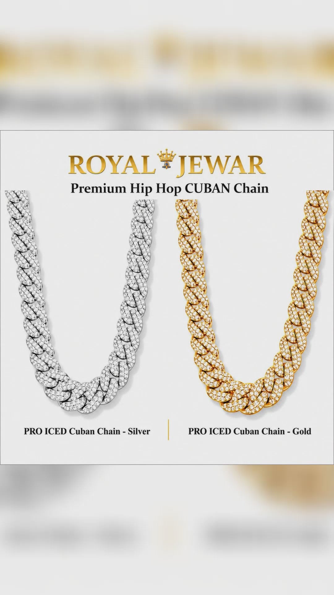 PREMIUM ICED CUBAN CHAIN SET-GOLD & SILVER