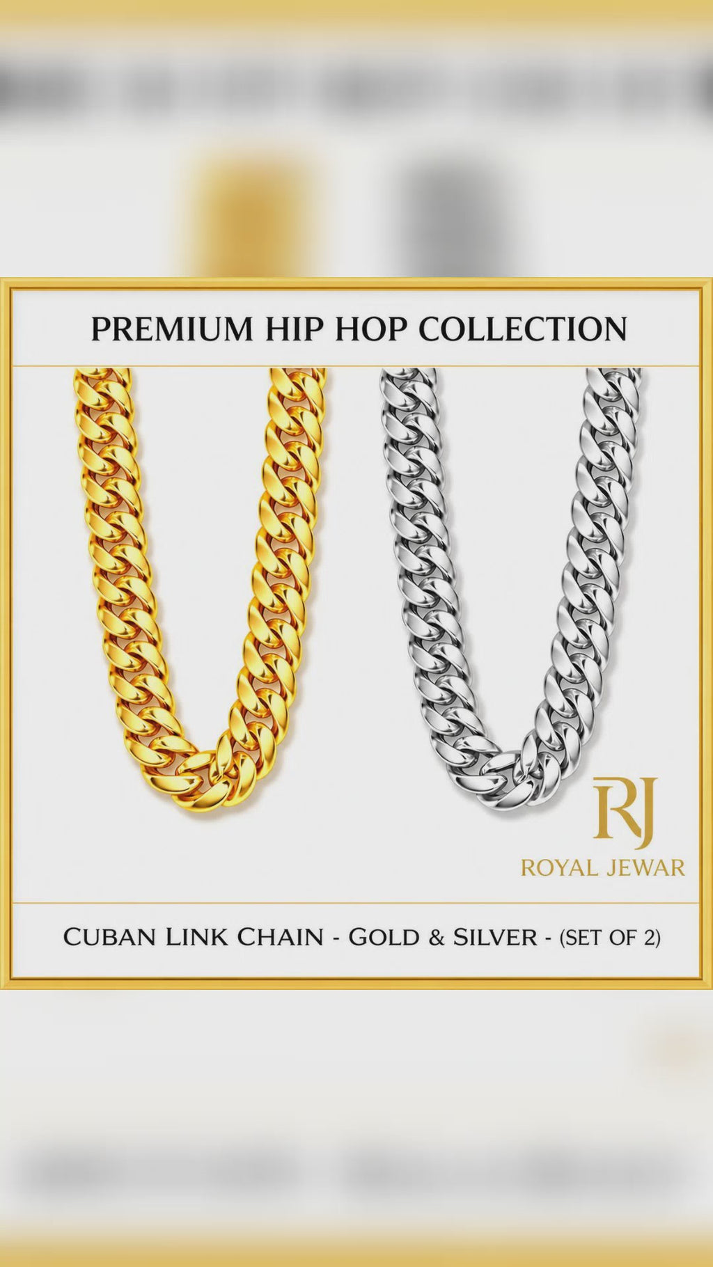 PREMIUM CUBAN LINK  CHAIN SILVER AND GOLD SET