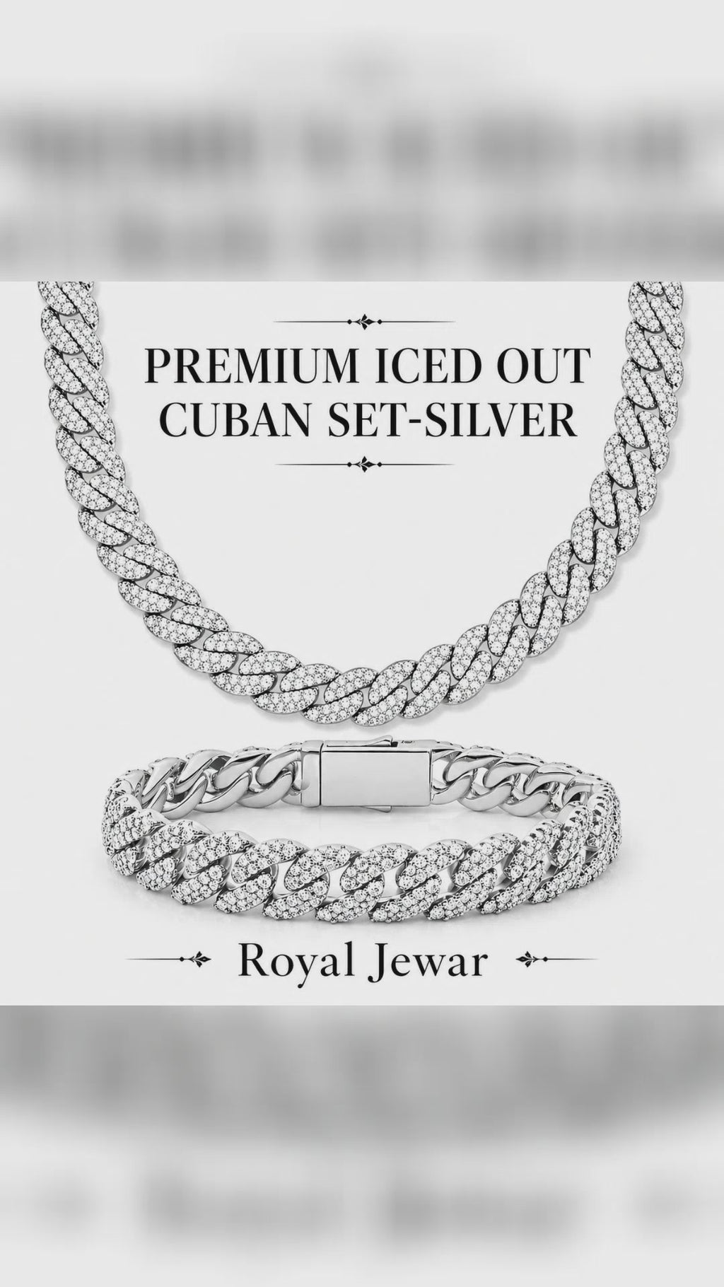 PREMIUM ICED CUBAN CHAIN SET-SILVER