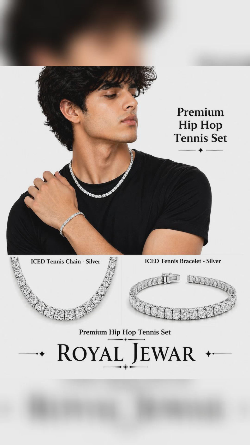 PREMIUM CLUSTERED TENNIS SET-SILVER