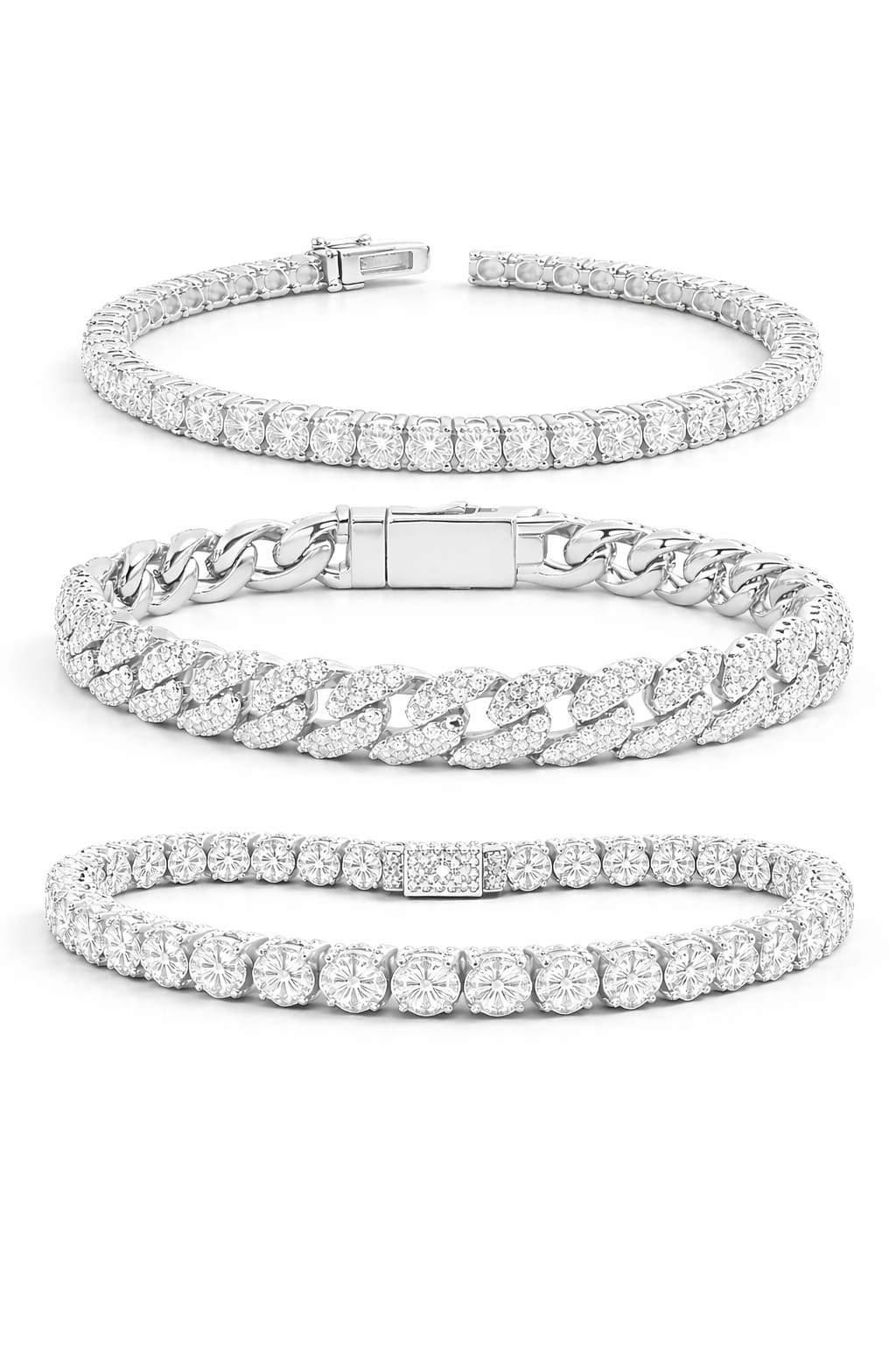 PREMIUM STREET STYLE BRACELET SILVER-(SET OF3)