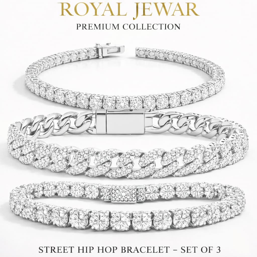 PREMIUM STREET STYLE BRACELET SILVER-(SET OF3)