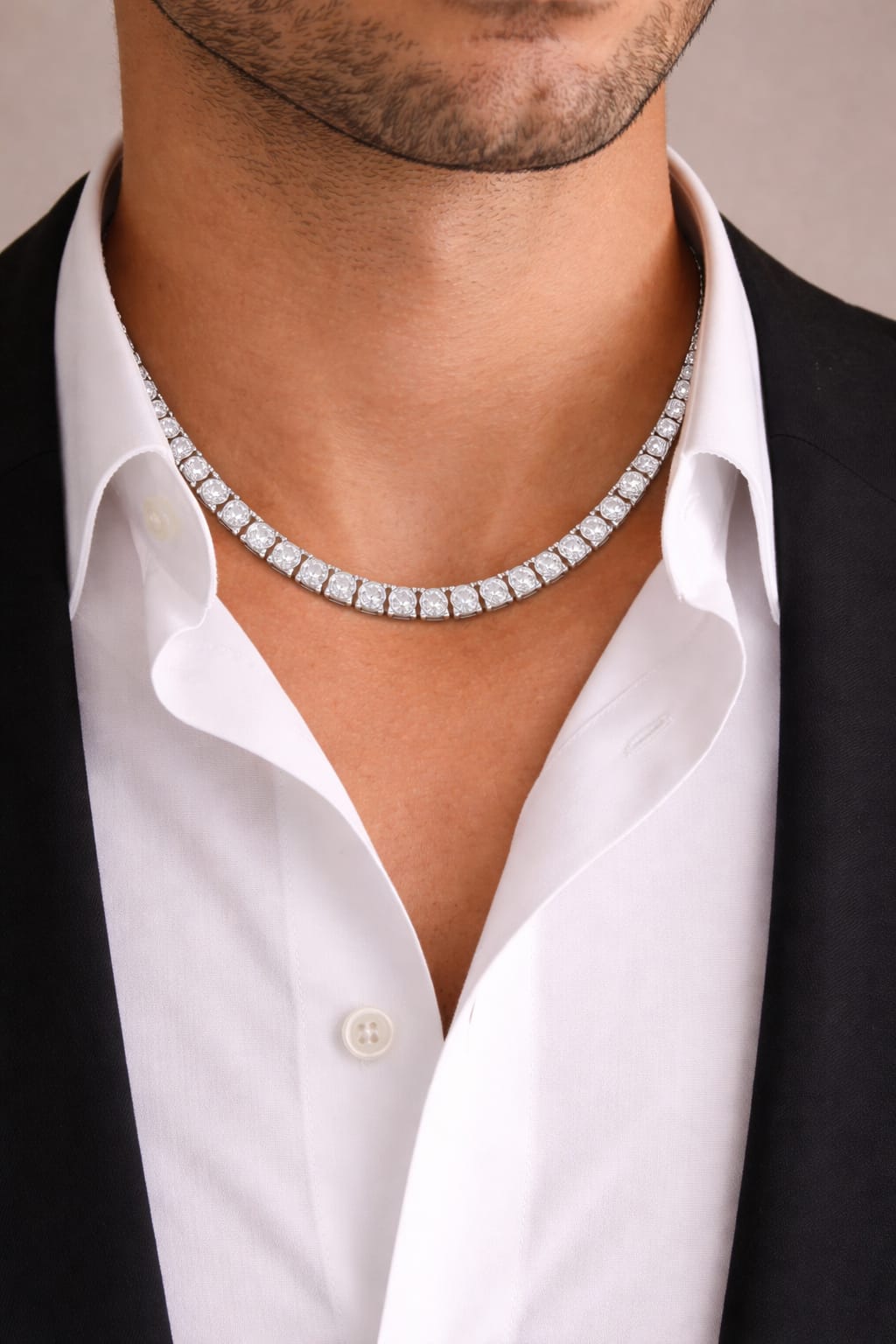 PREMIUM ICED TENNIS CHAIN-SILVER