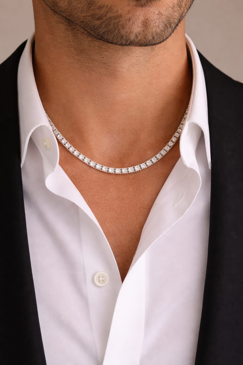 PREMIUM ICED TENNIS CHAIN-SILVER